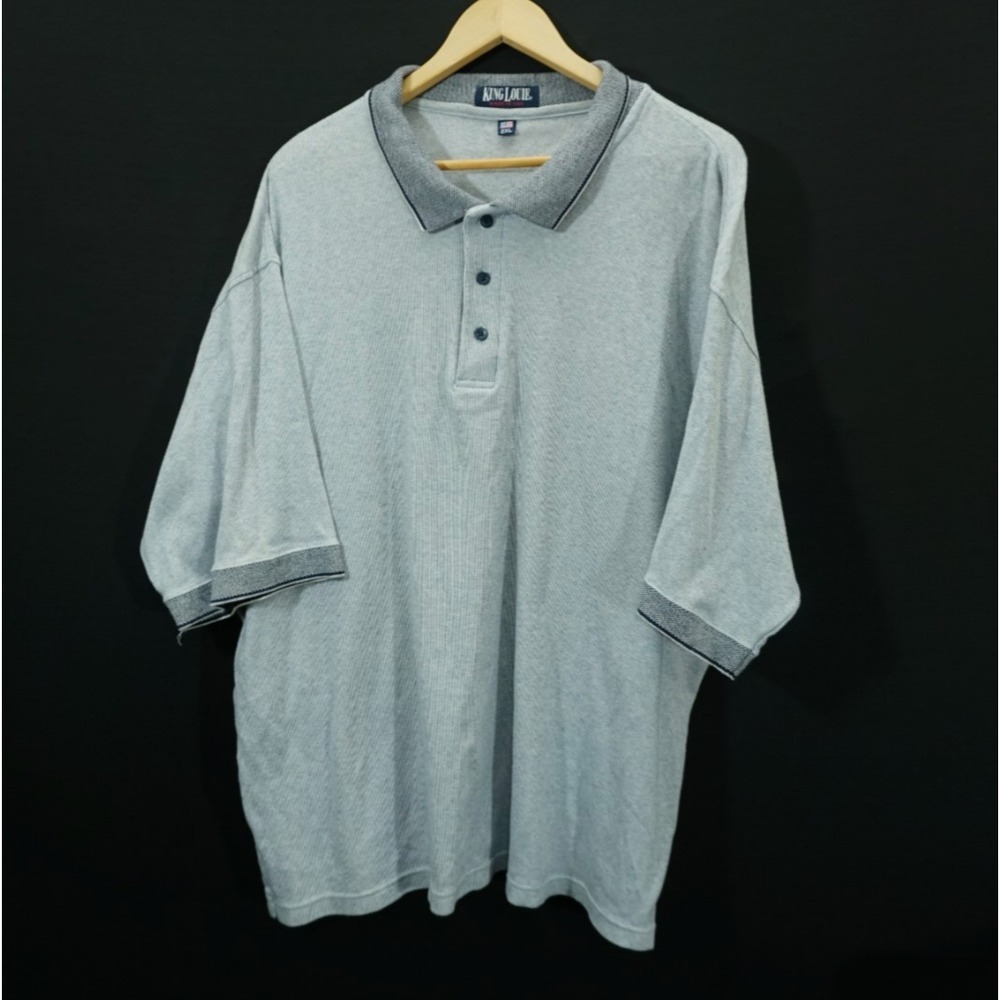 VTG King Louie Men's 2XL Gray Knit Polo Shirt USA Made Golf Bowling Short Sleeve